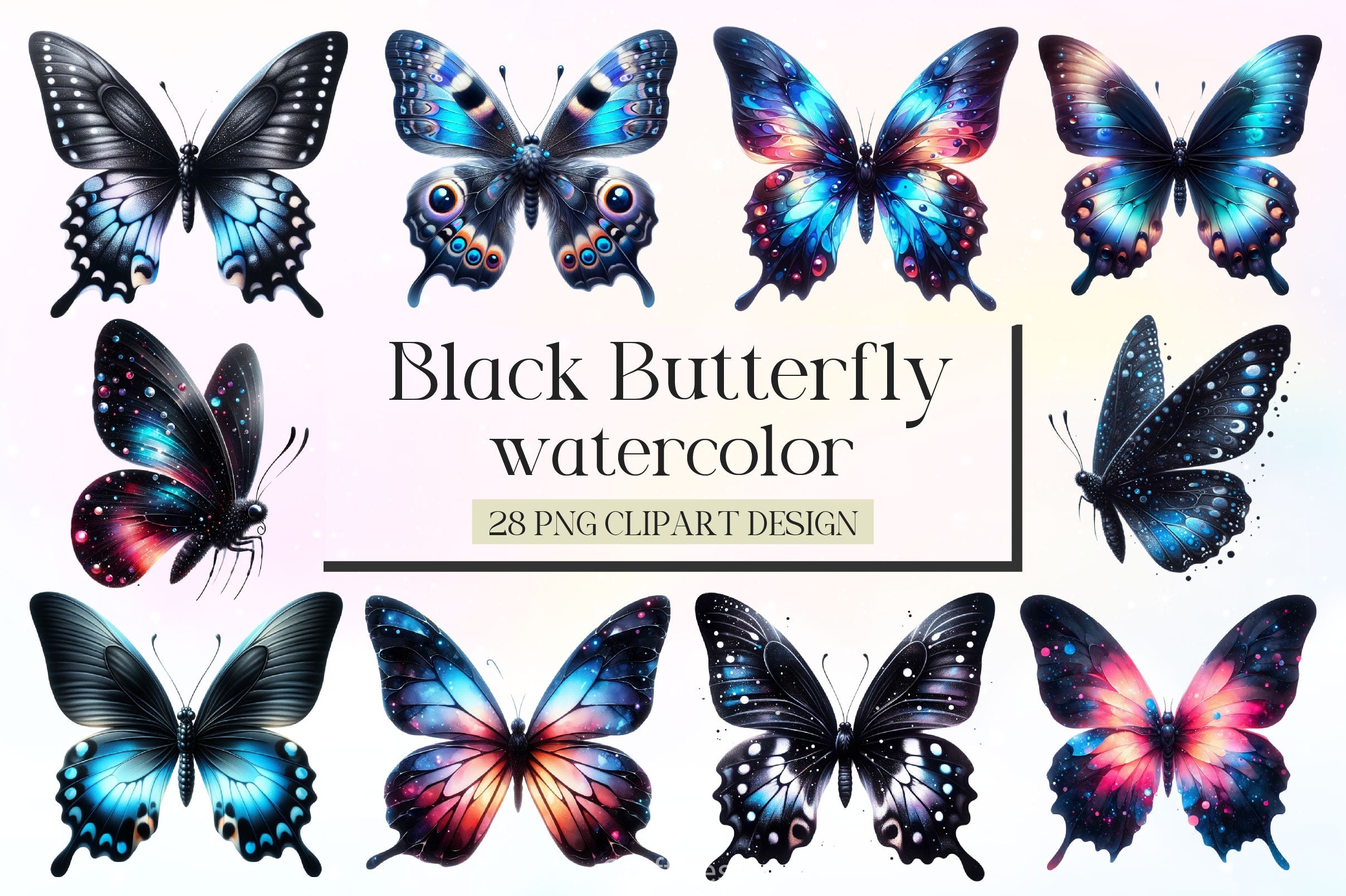 Black Butterfly Clipart Bundle 2 - CraftNest - Digital Crafting and Art