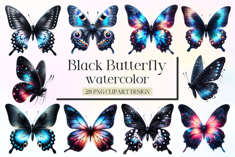 Black Butterfly Clipart Bundle 2 - CraftNest - Digital Crafting and Art