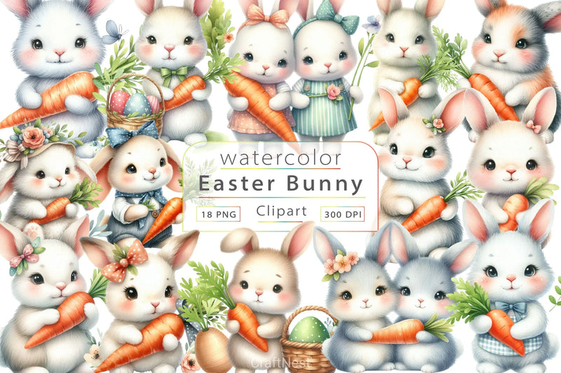 Easter Bunny Clipart Bundle 19 - CraftNest - Digital Crafting and Art