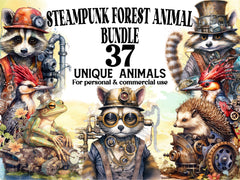 Steampunk Forest Animals Clipart - CraftNest