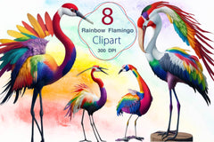Rainbow Flamingo Clipart Bundle - CraftNest - Digital Crafting and Art