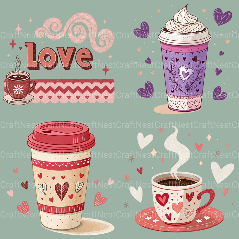 Valentines Day Coffee Clipart Bundle - CraftNest - Digital Crafting and Art