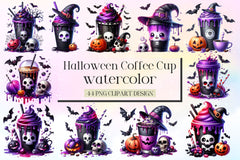 Halloween Coffee Cup Clipart Bundle 4 - CraftNest - Digital Crafting and Art