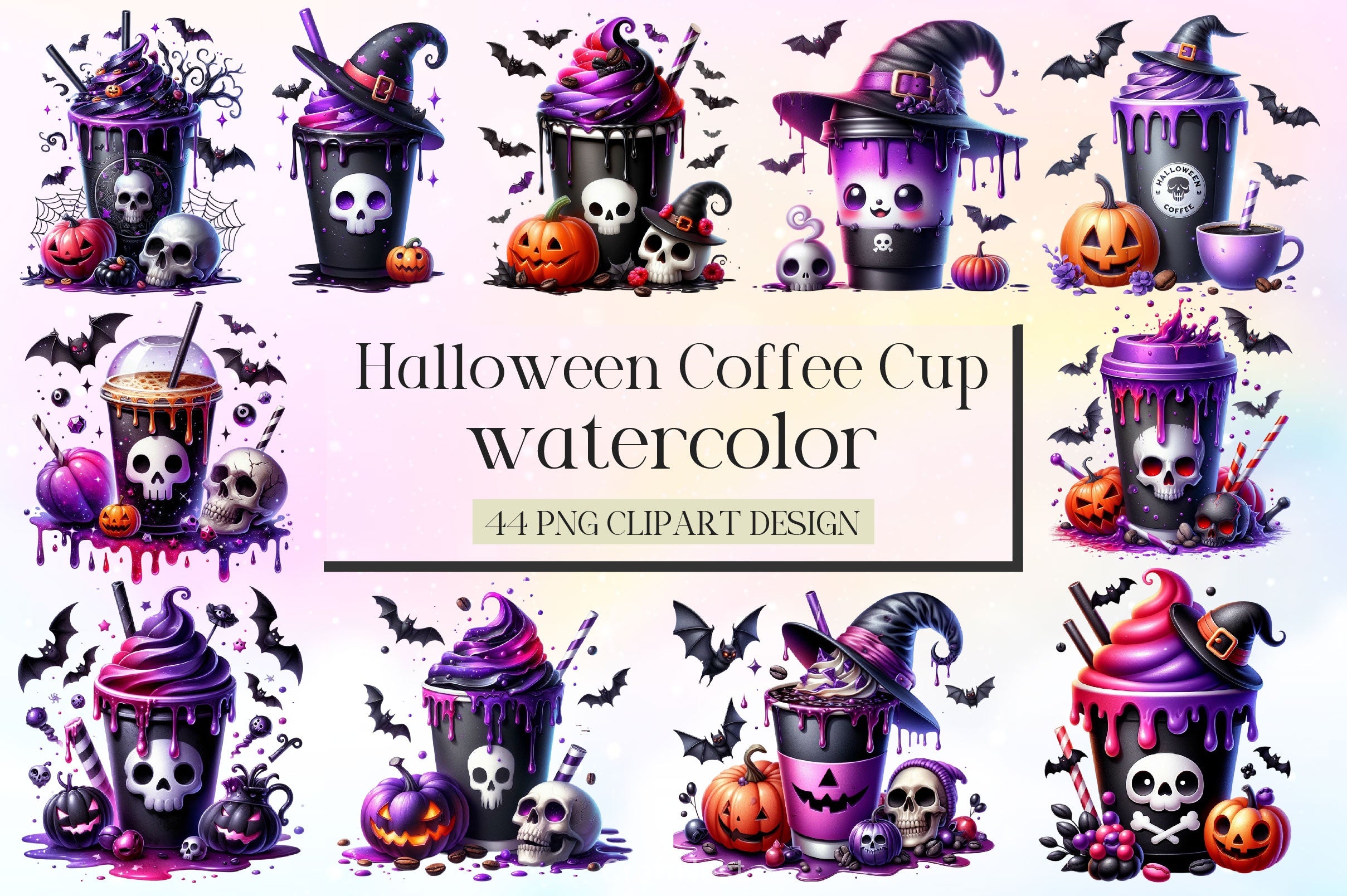 Halloween Coffee Cup Clipart Bundle 4 - CraftNest - Digital Crafting and Art