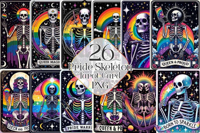 LGBTQ Pride Skeleton Tarot Card Clipart Bundle - CraftNest - Digital Crafting and Art