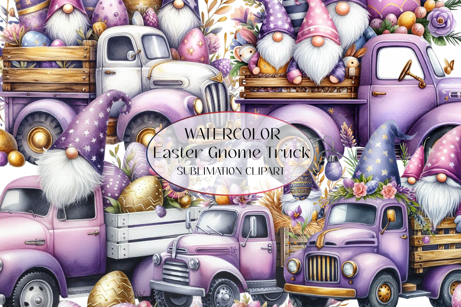 Easter Gnome Truck Clipart Bundle - CraftNest - Digital Crafting and Art