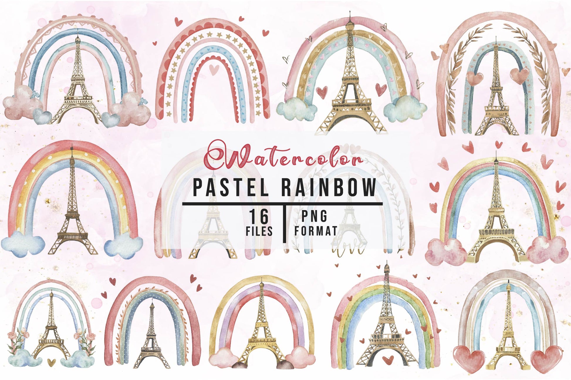 Pastel Rainbow Abstract Clipart Bundle - CraftNest - Digital Crafting and Art