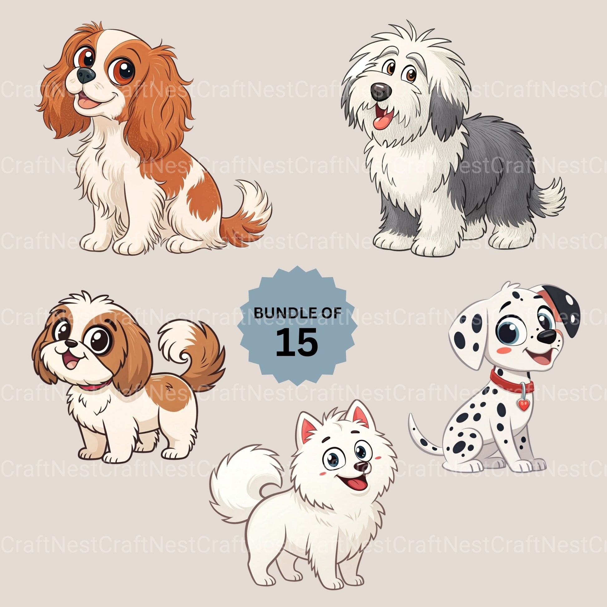 Cute Dogs Clipart Bundle - CraftNest - Digital Crafting and Art