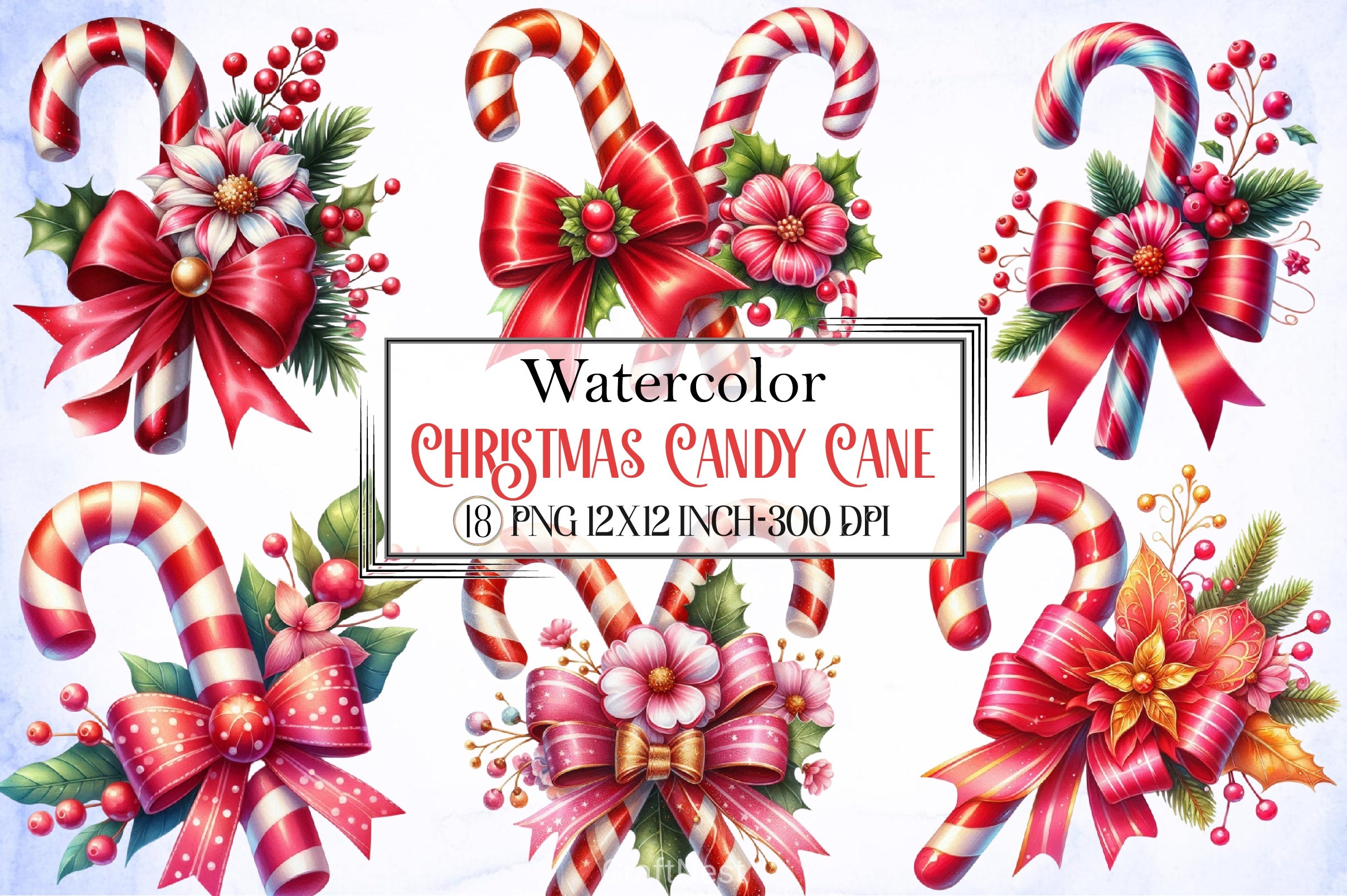Candy Cane Clipart Bundle - CraftNest - Digital Crafting and Art
