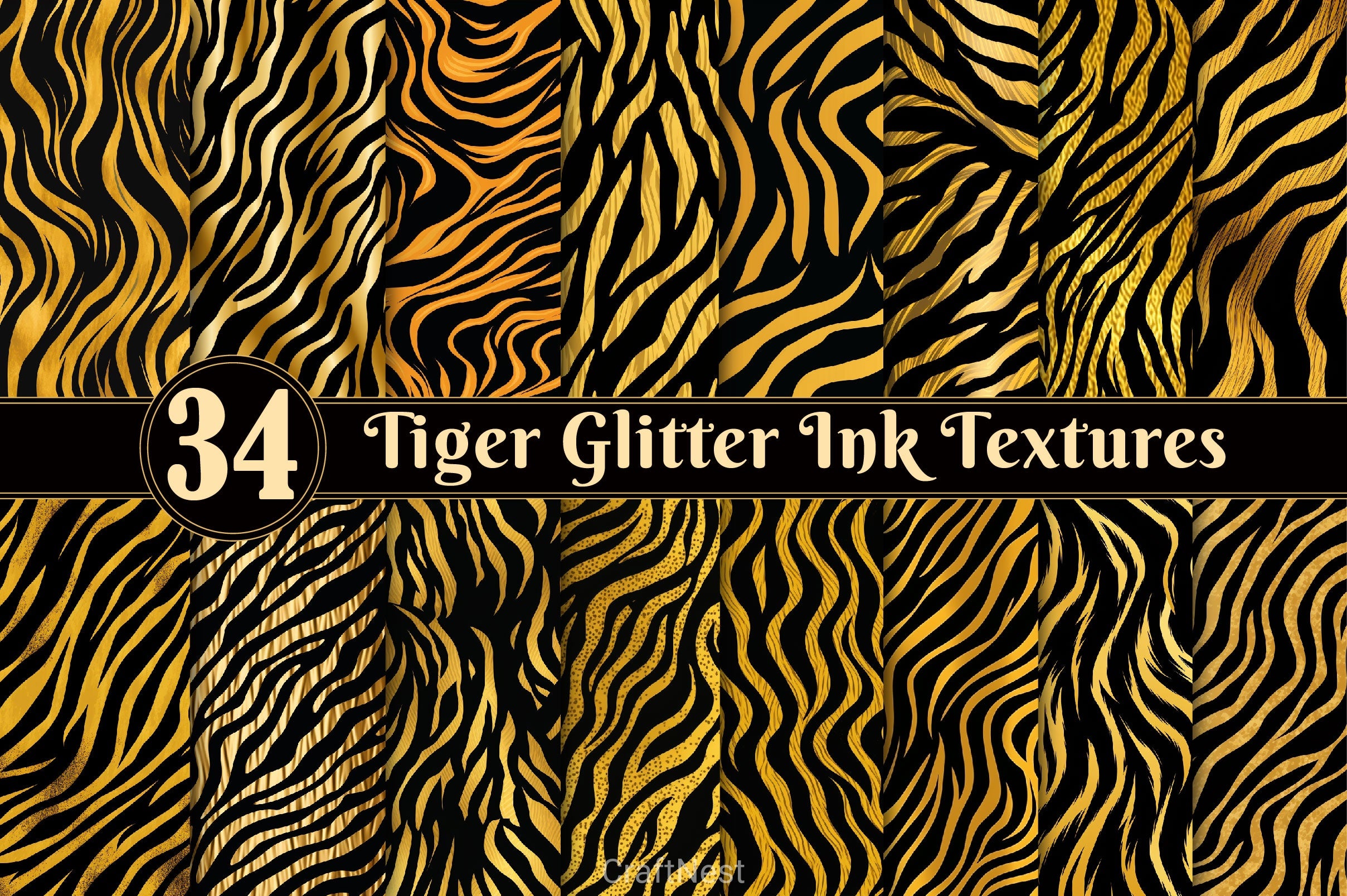 Tiger Glitter Ink Textures - CraftNest - Digital Crafting and Art