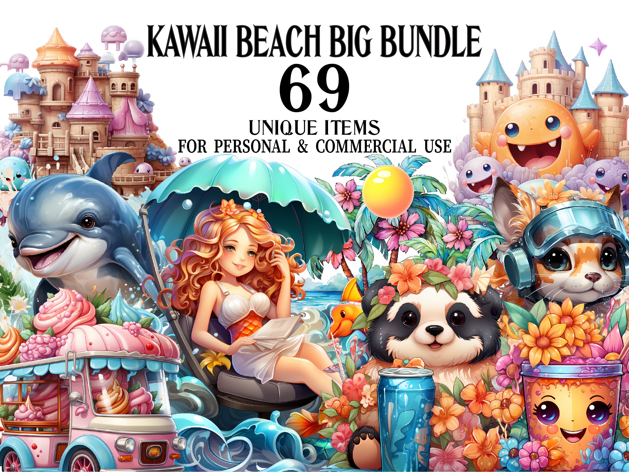 Kawaii Beach Clipart - CraftNest