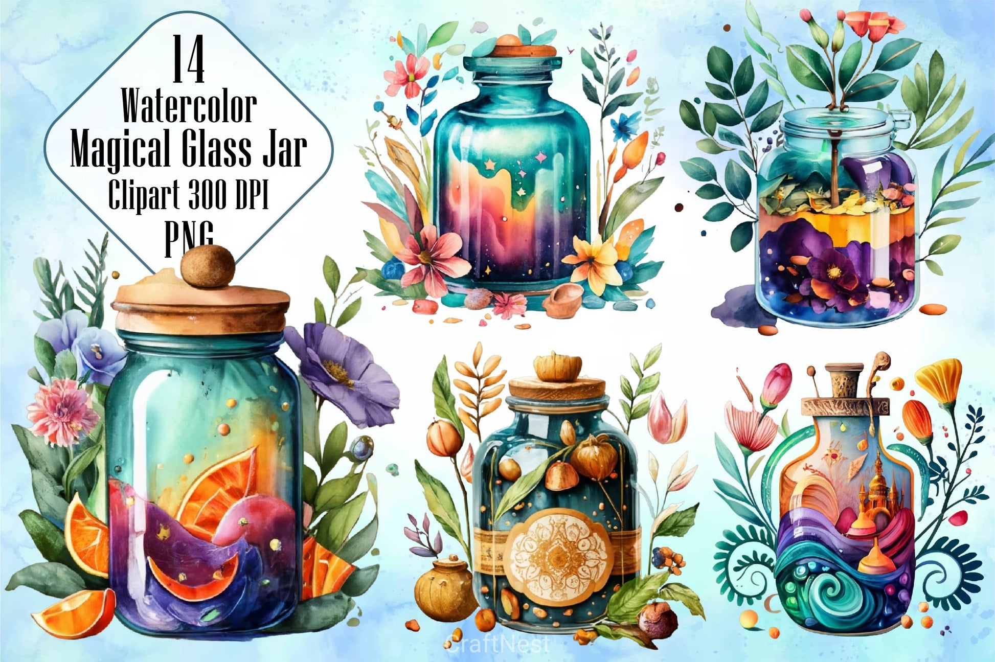 Magical Glass Jar Clipart Bundle - CraftNest - Digital Crafting and Art