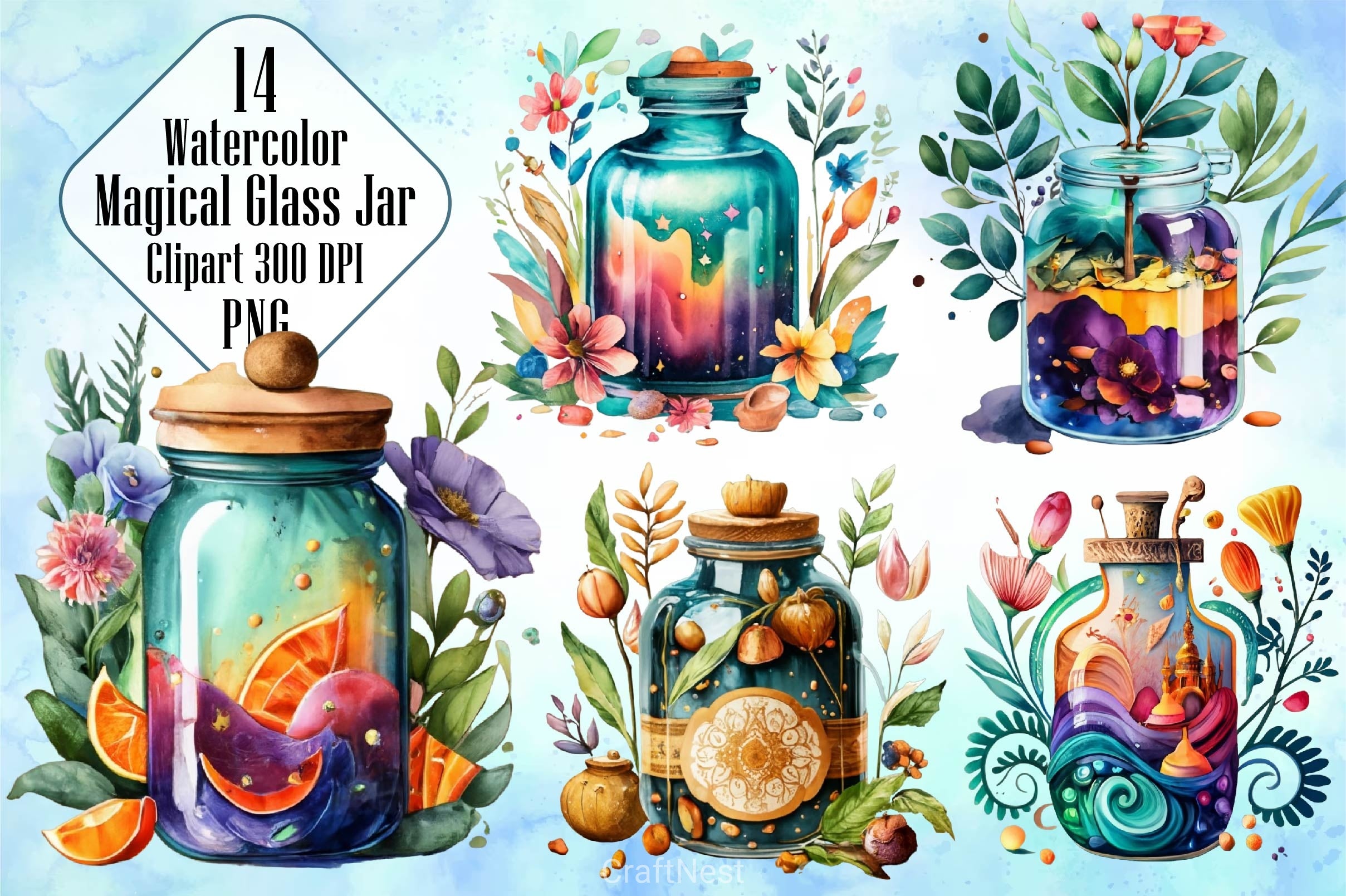 Magical Glass Jar Clipart Bundle - CraftNest - Digital Crafting and Art
