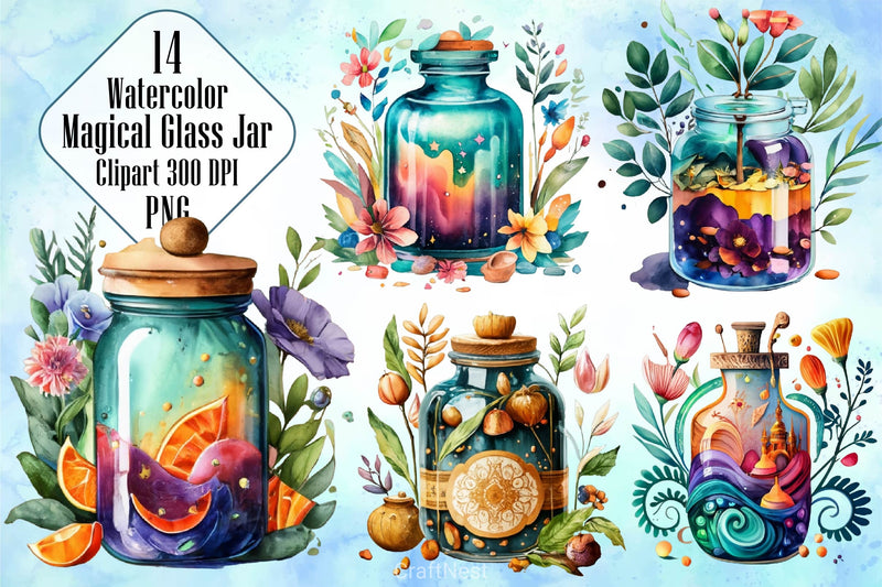 Magical Glass Jar Clipart Bundle - CraftNest - Digital Crafting and Art