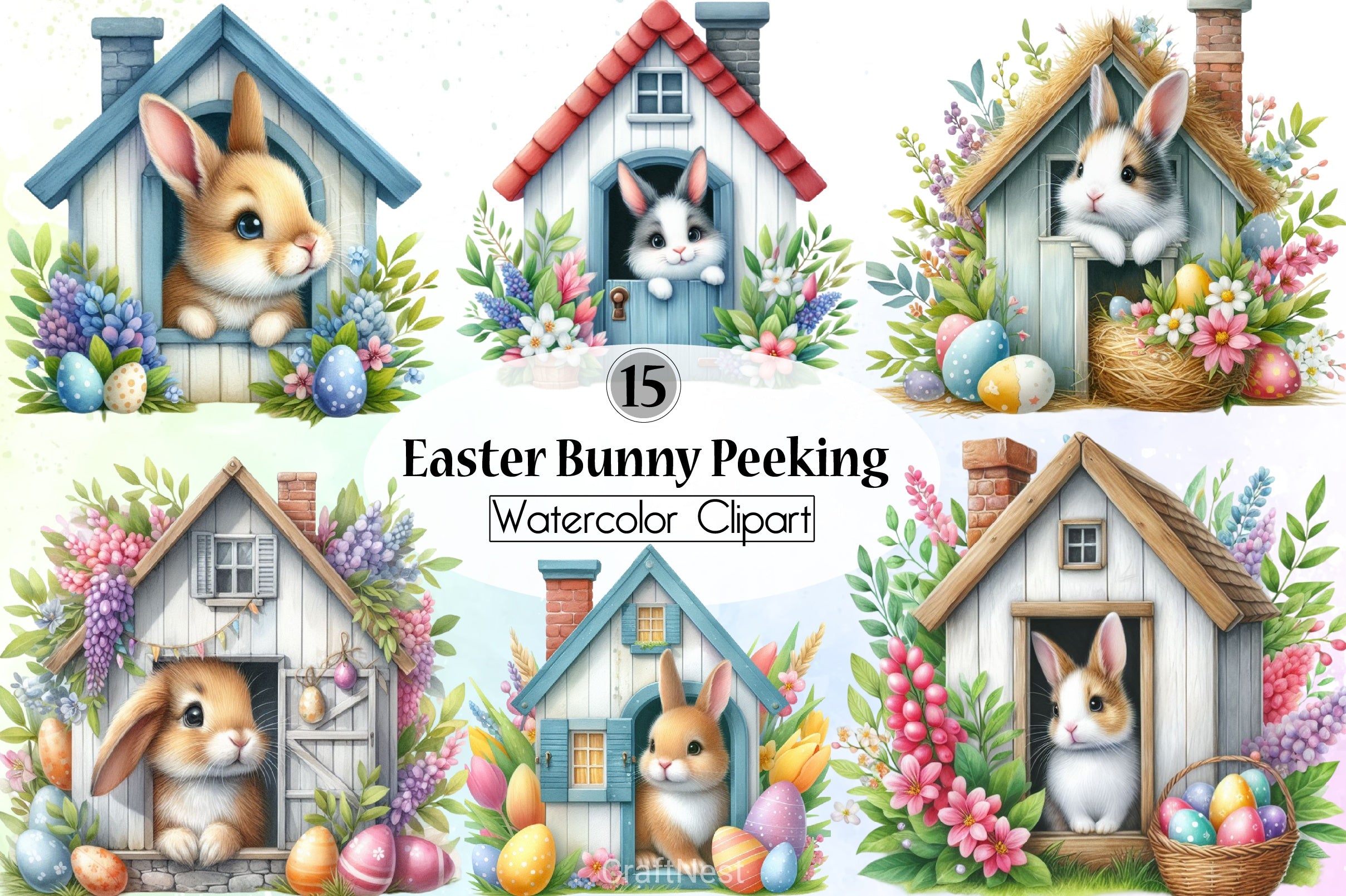 Easter Bunny Peeking Clipart Bundle 21 - CraftNest - Digital Crafting and Art