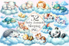Blue Baby Animals Sleeping Clipart Bundle