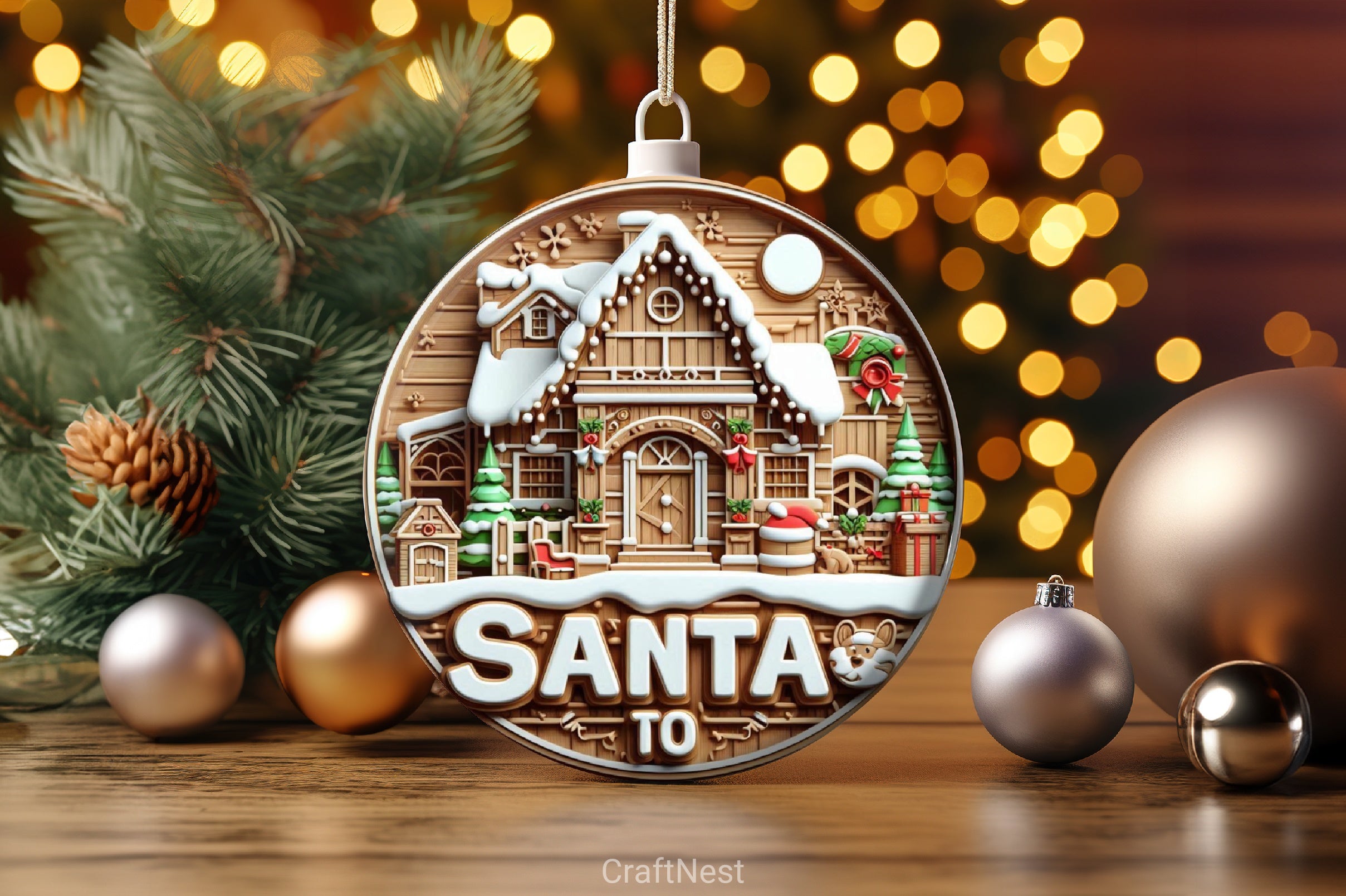 Christmas Santa House Ornament Clipart Bundle - CraftNest - Digital Crafting and Art