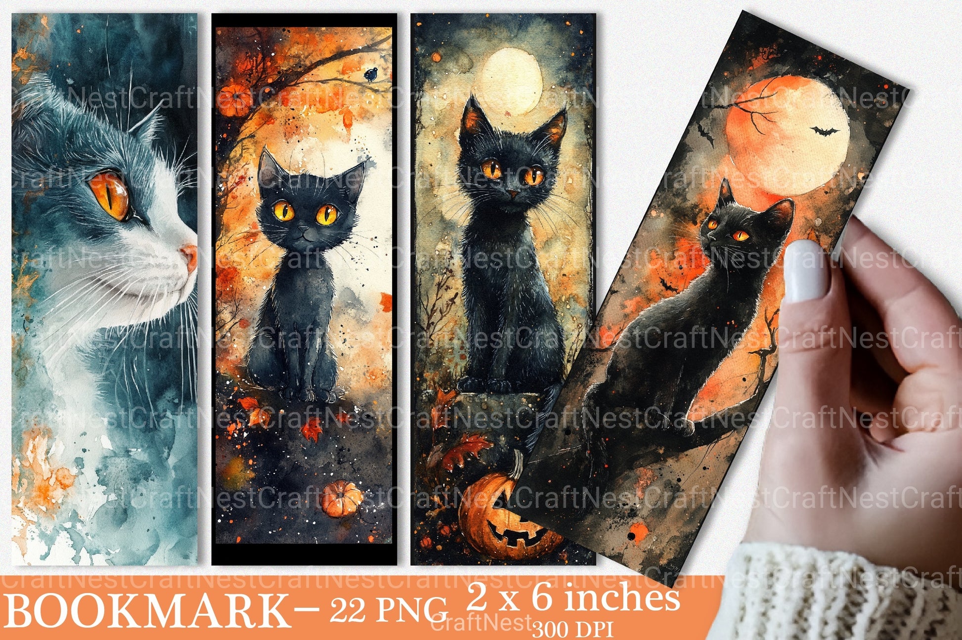 Halloween Cat Bookmark Junk Journal - CraftNest - Digital Crafting and Art