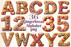 Christmas Gingerbread Cookie Alphabet Clipart Bundle - CraftNest - Digital Crafting and Art