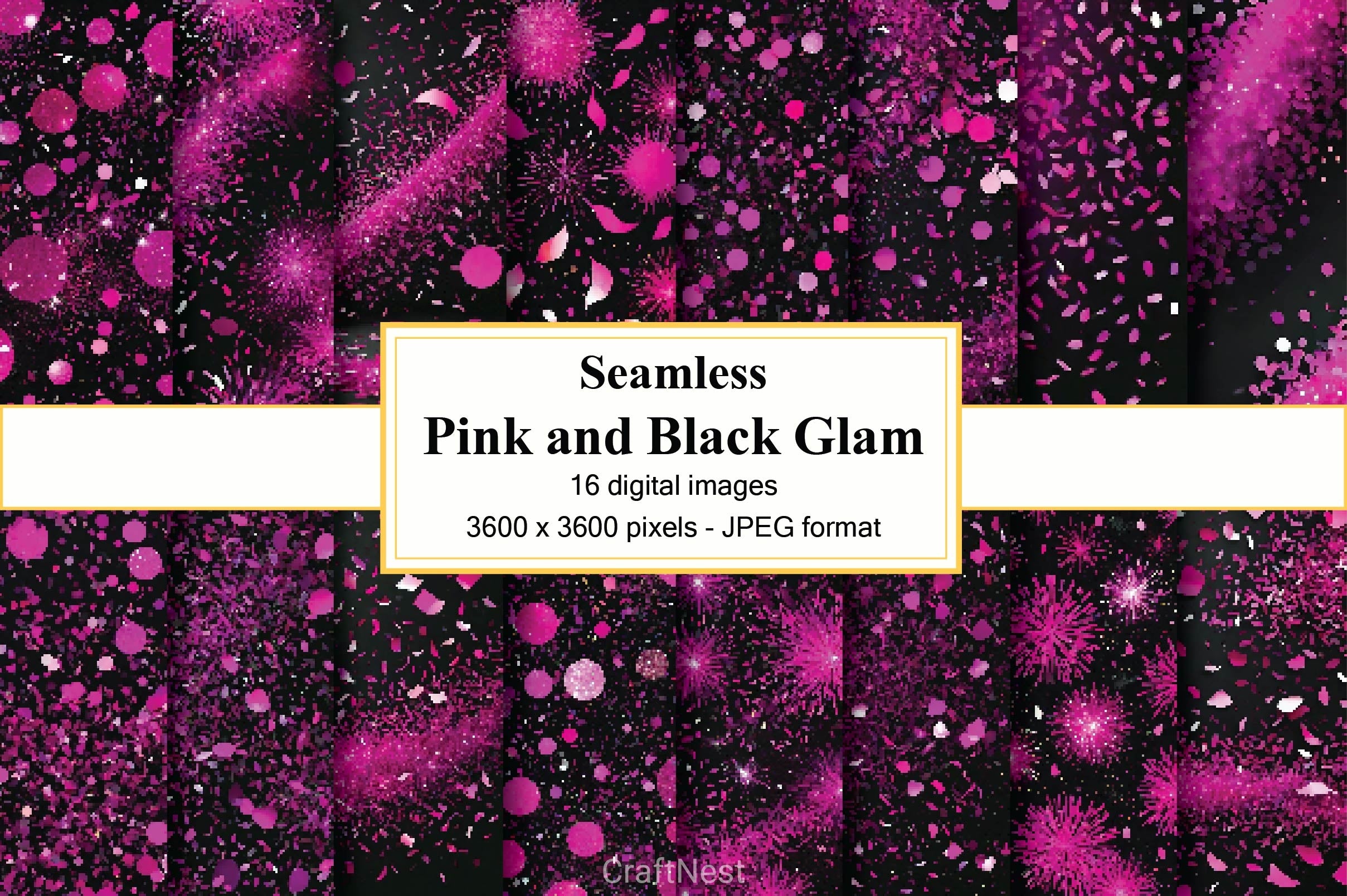 Pink And Black Glam Digital Papers - CraftNest - Digital Crafting and Art