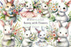 Bunny With Flowers Clipart Bundle