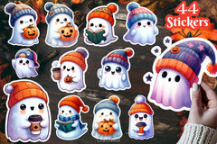 Cute Halloween Ghost Stickers Sticker Clipart Bundle - CraftNest - Digital Crafting and Art