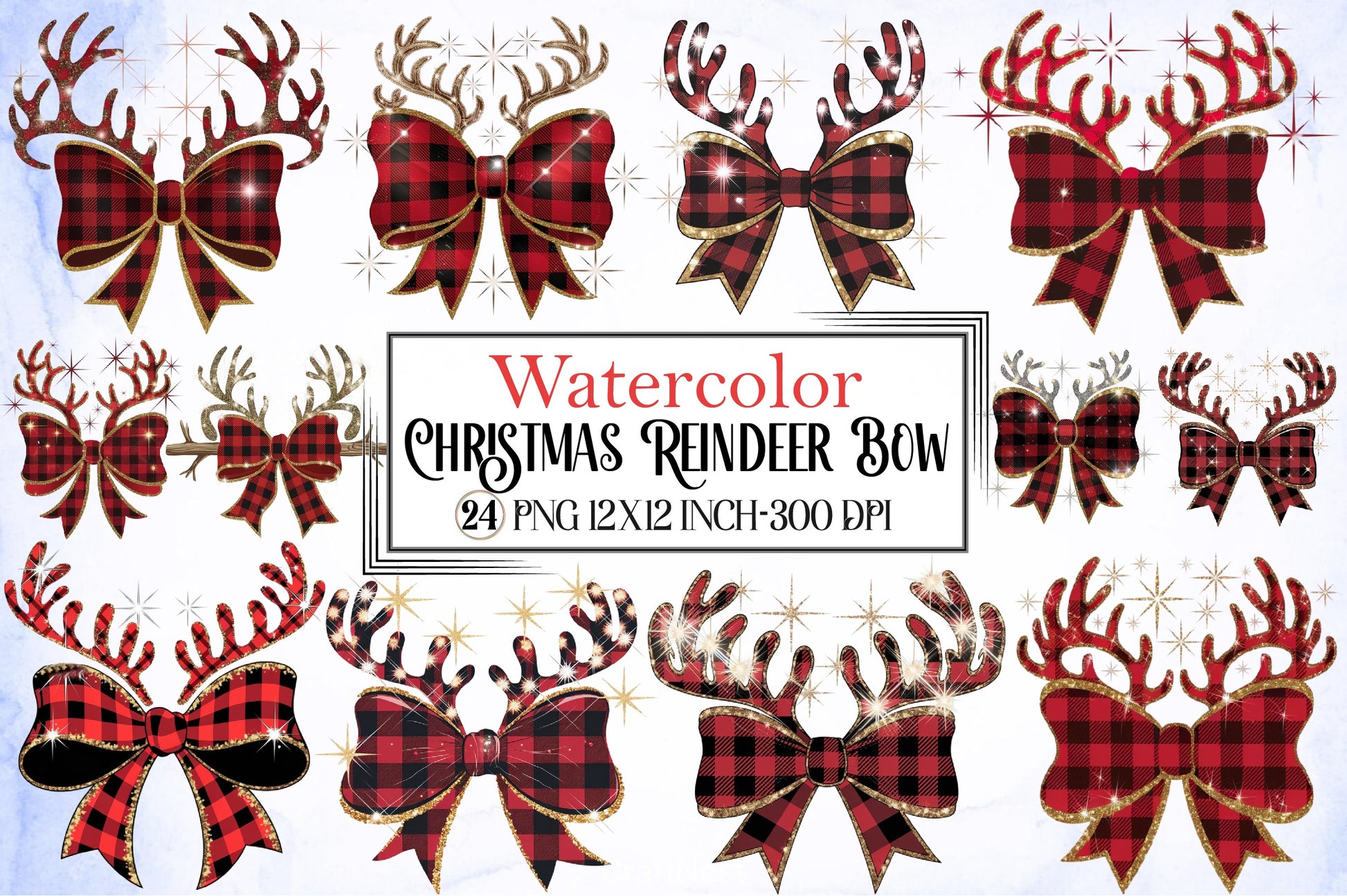 Christmas Reindeer Bow Clipart Bundle 4 - CraftNest - Digital Crafting and Art
