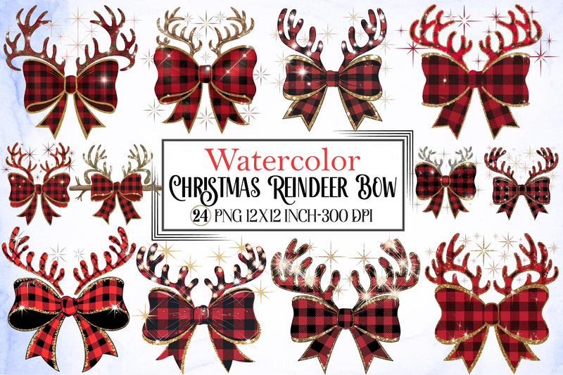 Christmas Reindeer Bow Clipart Bundle 4 - CraftNest - Digital Crafting and Art