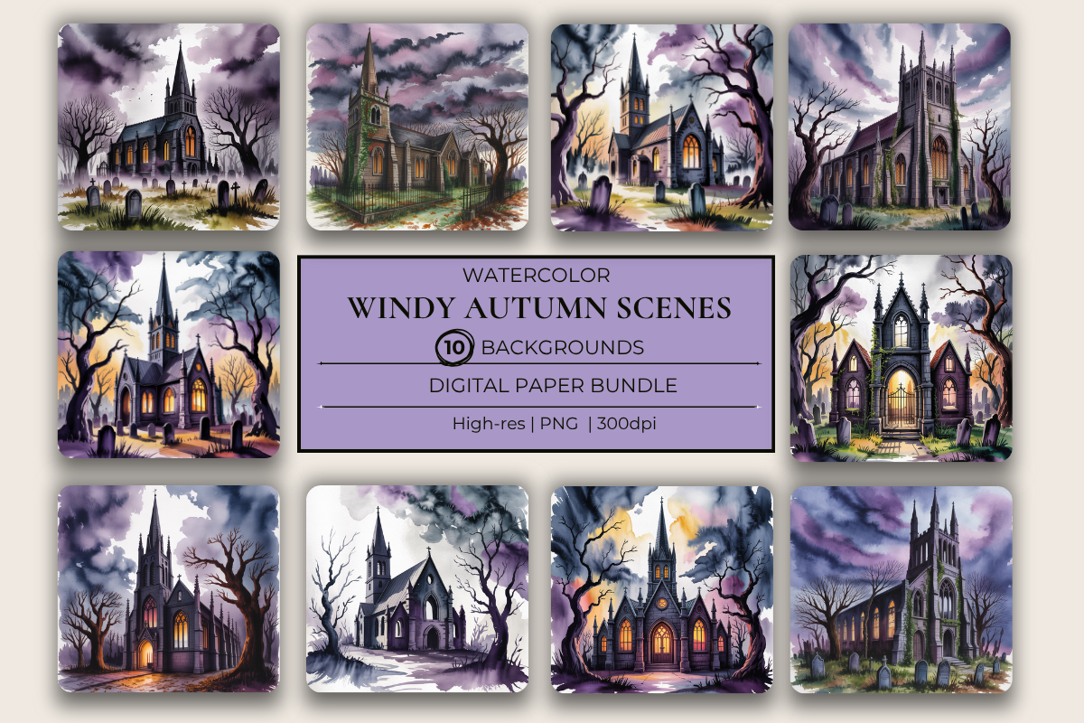 Spooky Church Scene Background Papers
