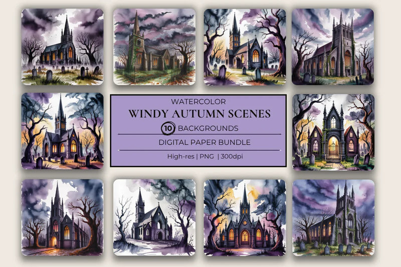 Spooky Church Scene Background Papers - CraftNest - Digital Crafting and Art