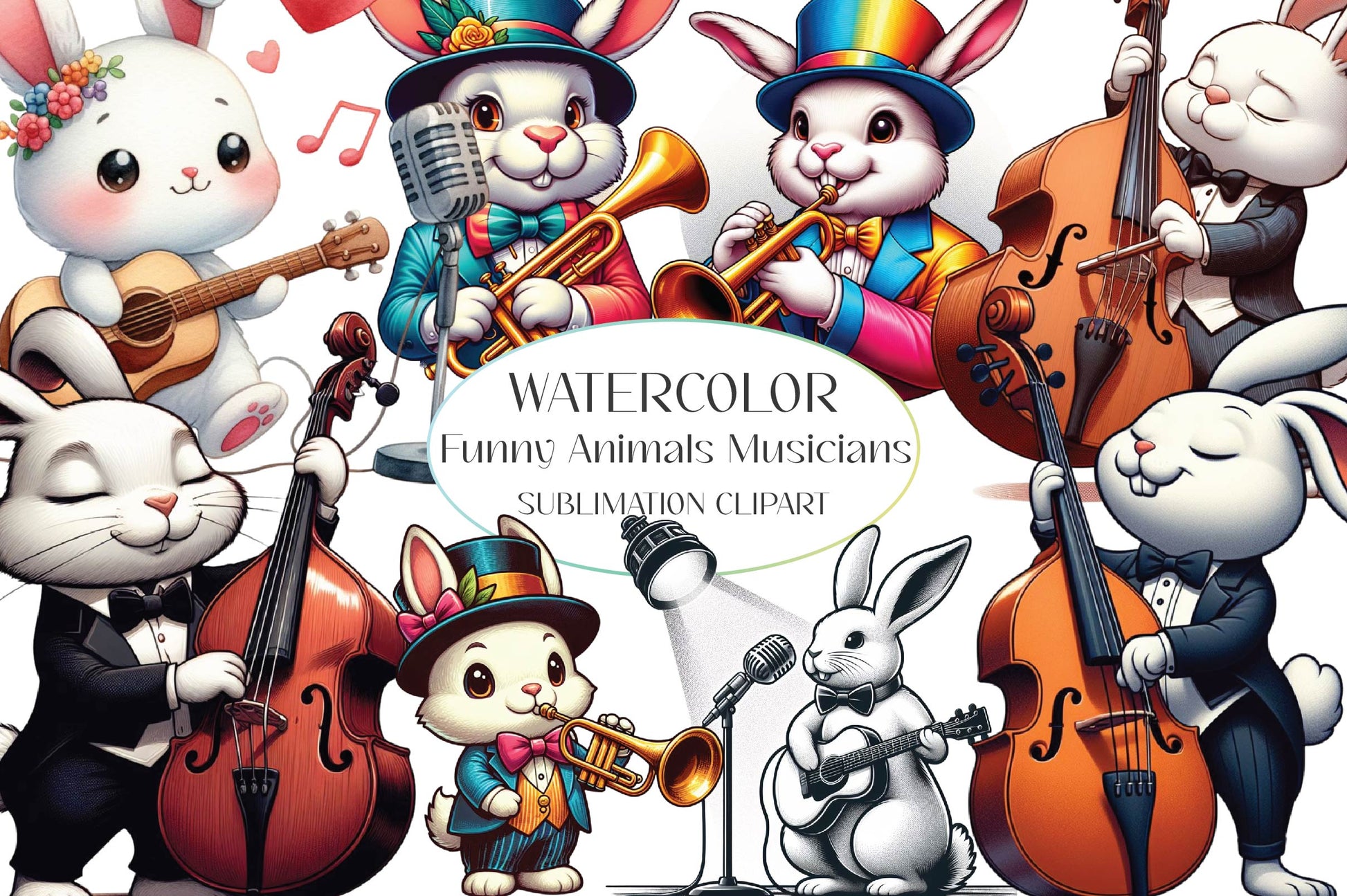 Funny Animals Musicians Clipart Bundle - CraftNest - Digital Crafting and Art