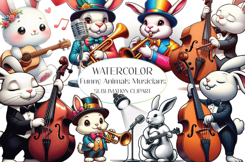 Funny Animals Musicians Clipart Bundle - CraftNest - Digital Crafting and Art