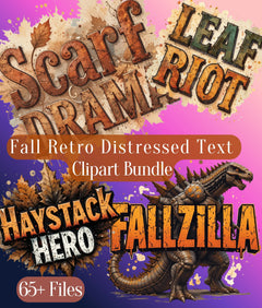 Fall Retro Distressed Text Clipart Bundle - CraftNest - Digital Crafting and Art