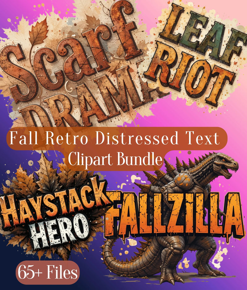 Fall Retro Distressed Text Clipart Bundle - CraftNest - Digital Crafting and Art
