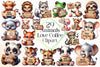 Cute Tired Animals Love Coffee Clipart Bundle