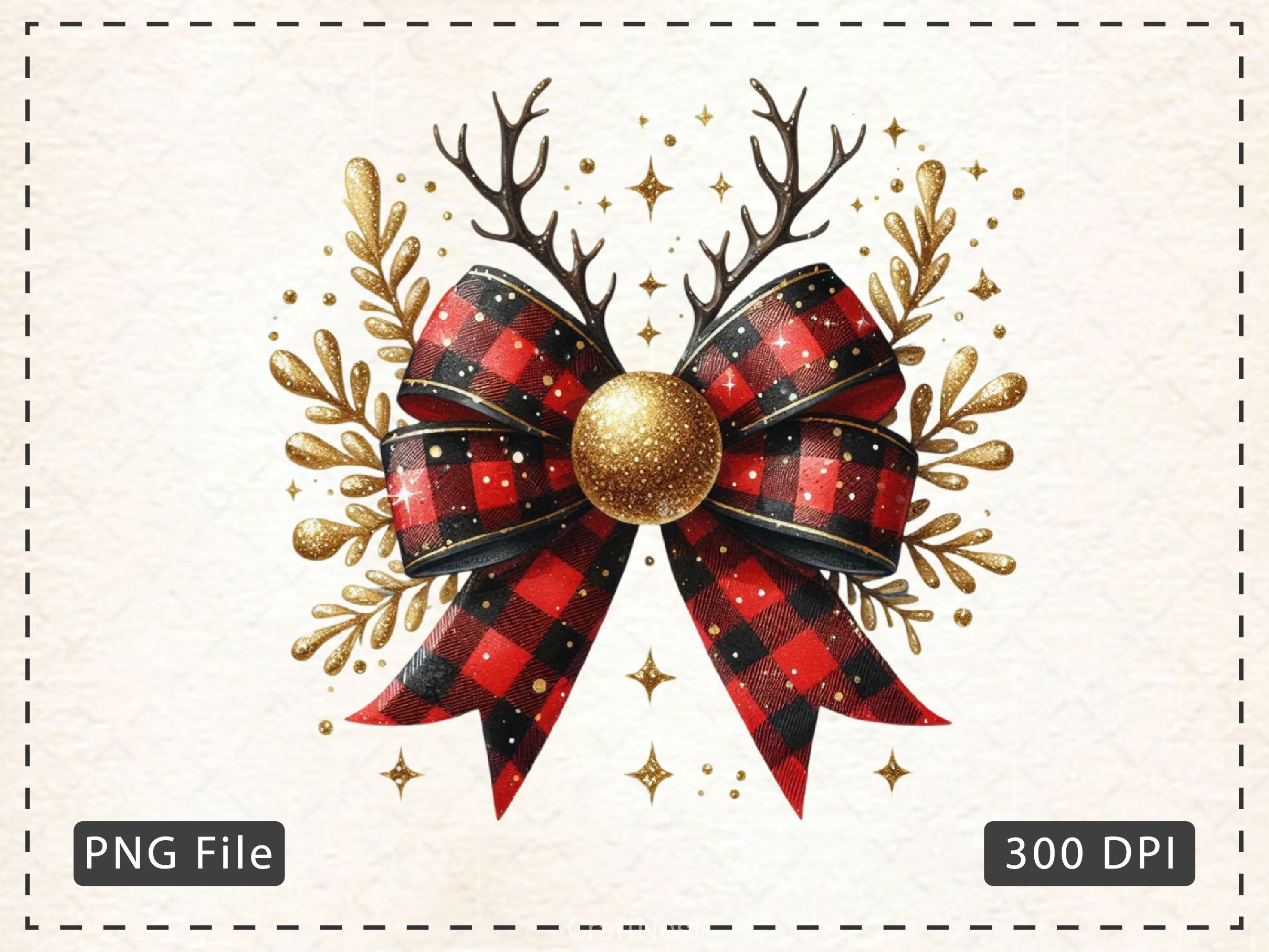 Christmas Reindeer Bow Clipart Bundle - CraftNest - Digital Crafting and Art