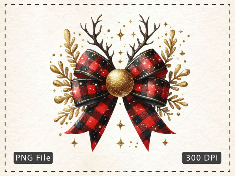 Christmas Reindeer Bow Clipart Bundle - CraftNest - Digital Crafting and Art