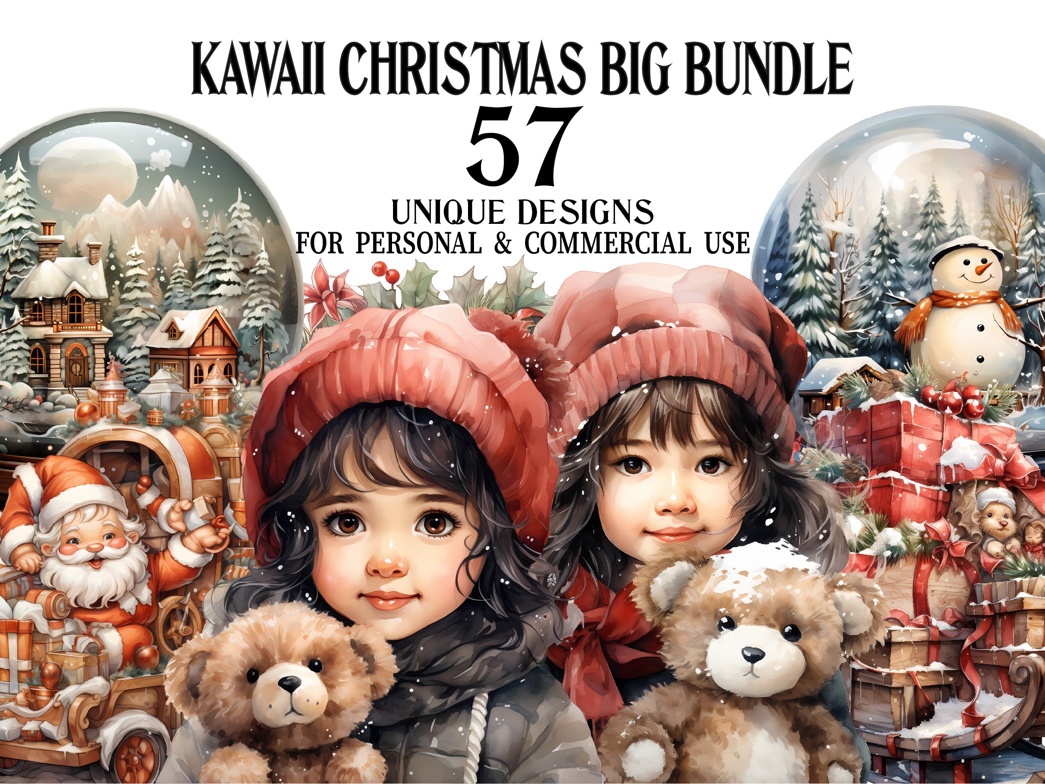 Kawaii Christmas Clipart - CraftNest