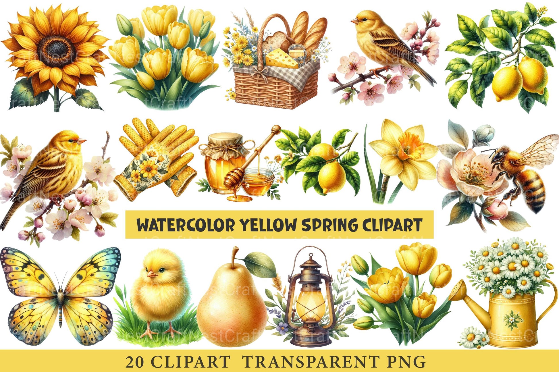 Yellow Spring Clipart - CraftNest - Digital Crafting and Art