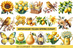 Yellow Spring Clipart - CraftNest - Digital Crafting and Art