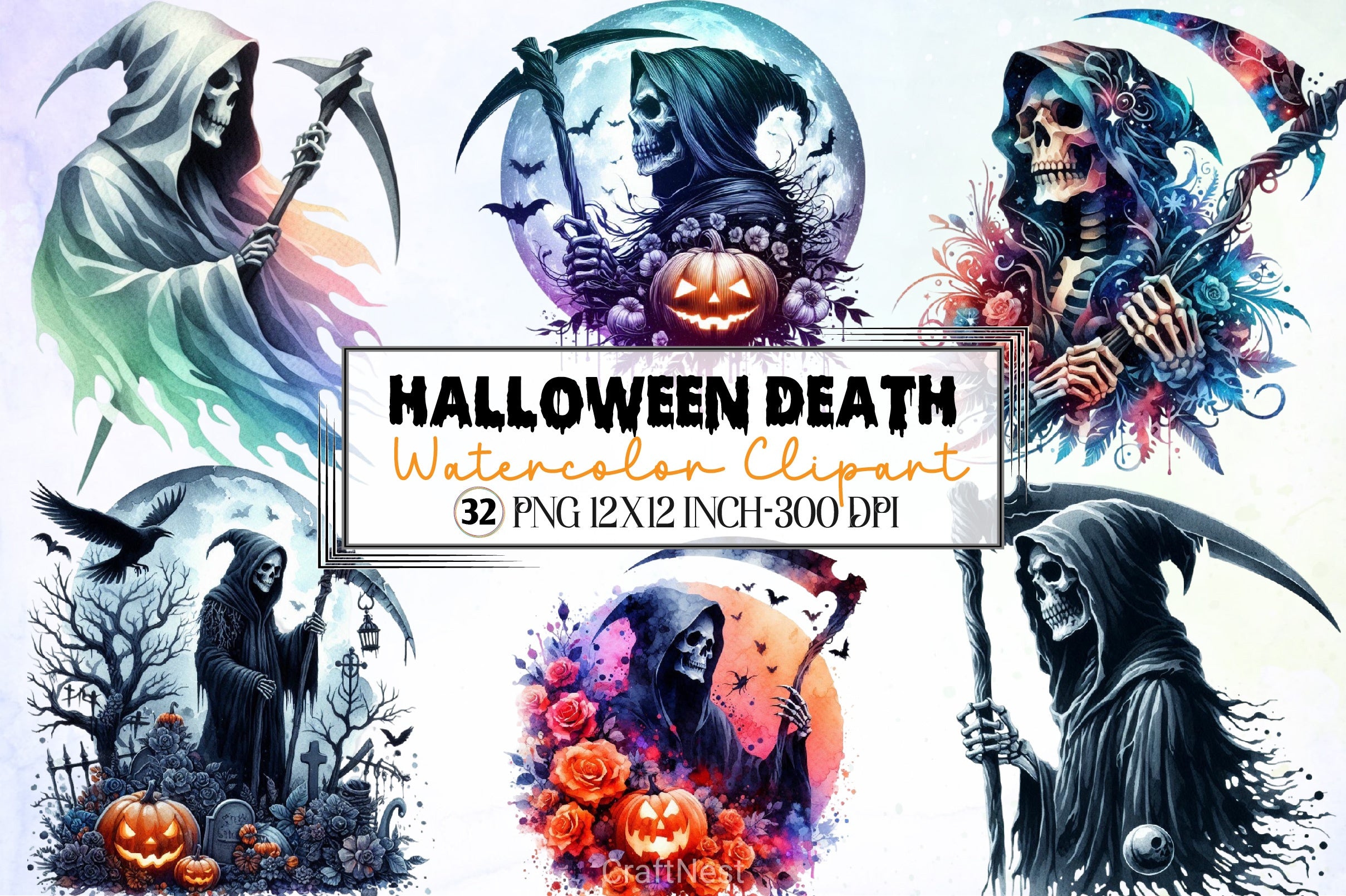 Halloween Death Clipart Bundle - CraftNest - Digital Crafting and Art