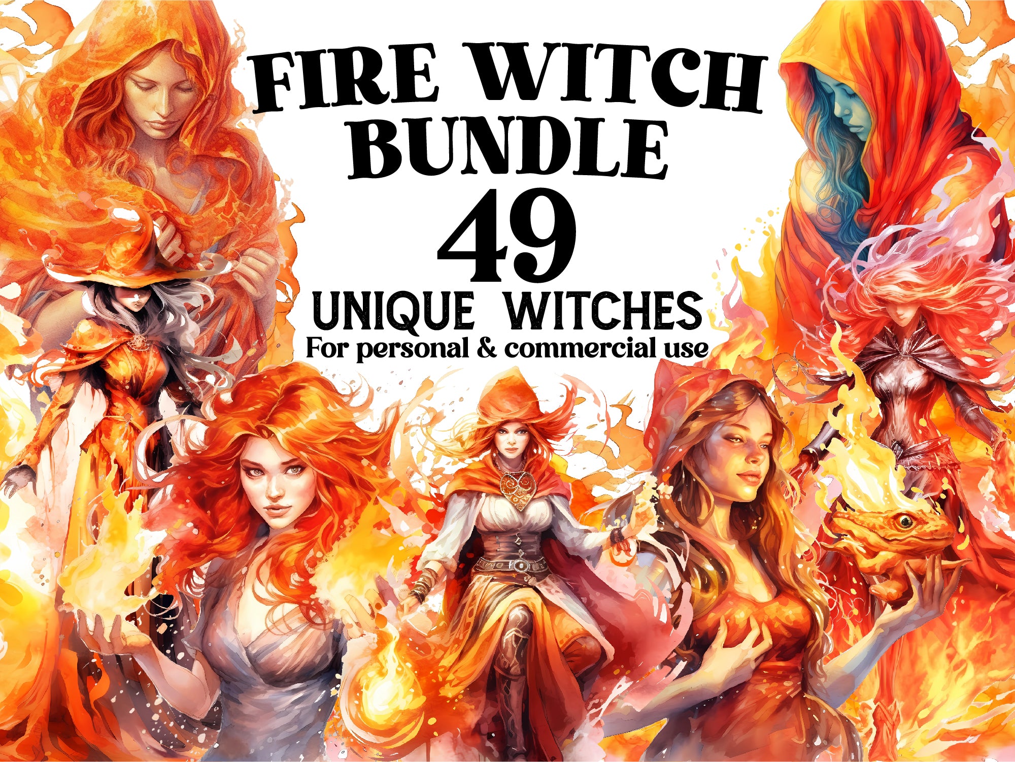Fire Witches Clipart - CraftNest