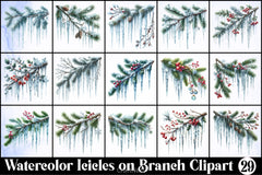 Icicles Branch Clipart Bundle - CraftNest - Digital Crafting and Art