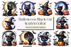 Halloween Black Cat Clipart Bundle 7 - CraftNest - Digital Crafting and Art