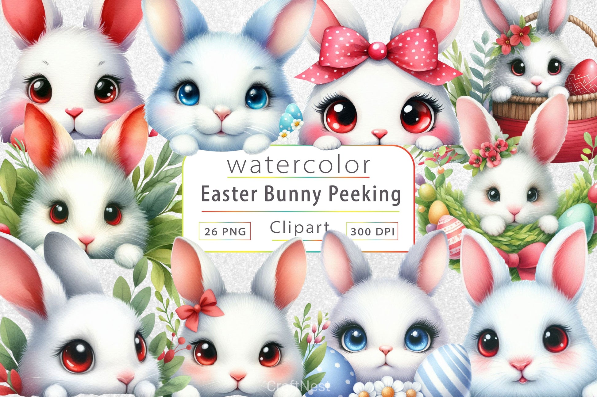 Easter Bunny Peeking Clipart Bundle 2 - CraftNest - Digital Crafting and Art