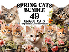 Spring Cats Clipart - CraftNest