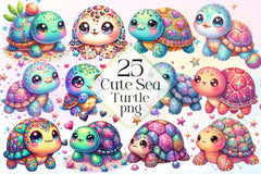 Cute Sea Turtle Clipart Bundle 2 - CraftNest - Digital Crafting and Art