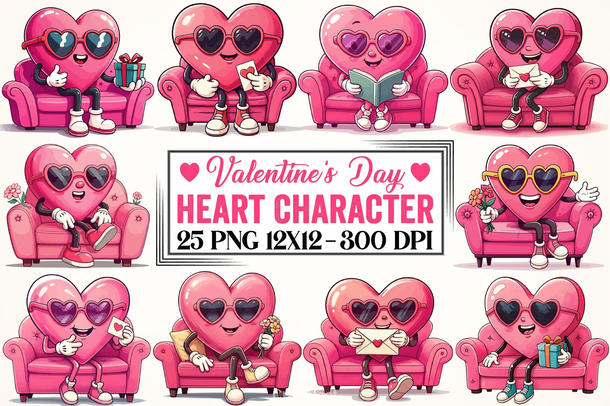 Valentine Heart Character Clipart Bundle - CraftNest - Digital Crafting and Art