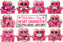 Valentine Heart Character Clipart Bundle - CraftNest - Digital Crafting and Art