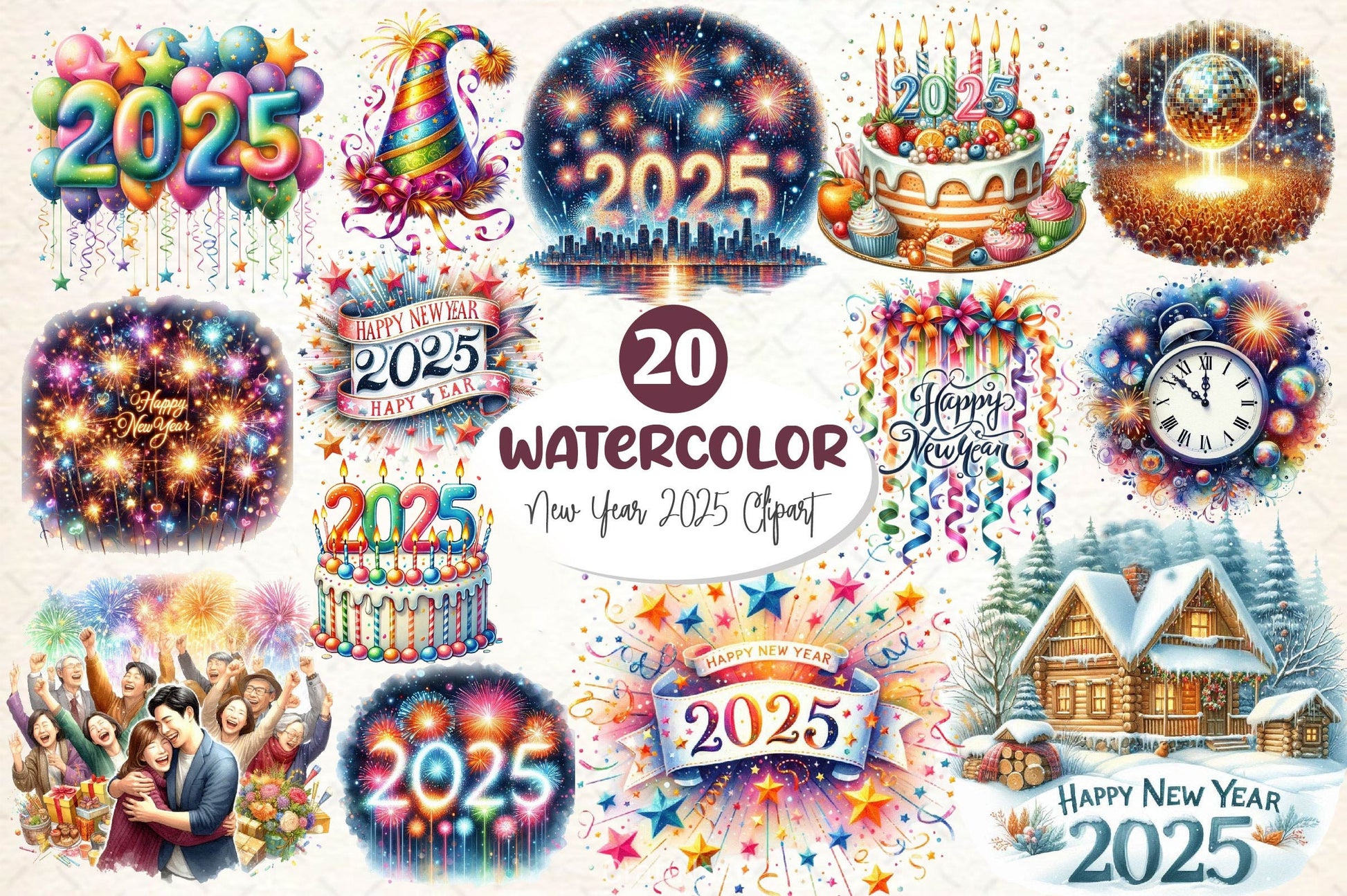 New Year 2025's Clipart Bundle - CraftNest - Digital Crafting and Art